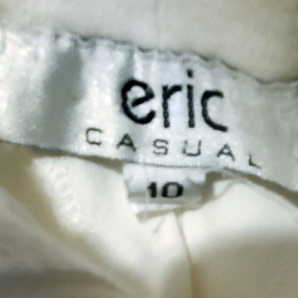 Eric Casual Dress Biz Casual White Side Zipper Stretch White Pants 10 - Picture 8 of 9
